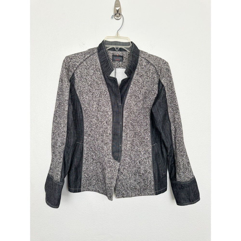 HIROKO KOSHINO TRUNK Heathered Stretch Jacket Snap Button Notch Size 40